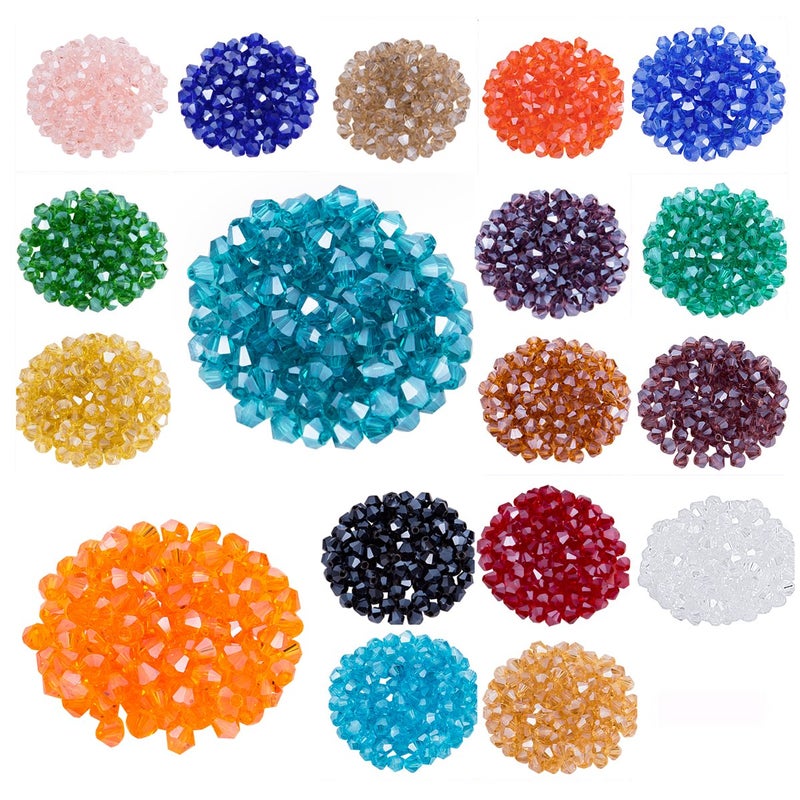 LONGWIN Lot 1800pcs Glass Bicone Beads 4mm Crystal Beads Jewelry Making Supply for DIY Projects, Bracelets, Necklaces, Earrings (Color 2) - Image 1